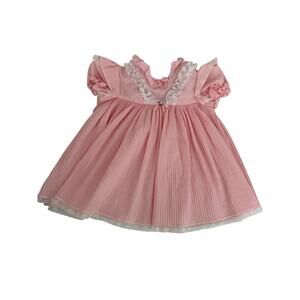 Vintage Toddle Time JCPenney Pink Pleated Dress 2T Lace Ruffle Cottagecore USA
